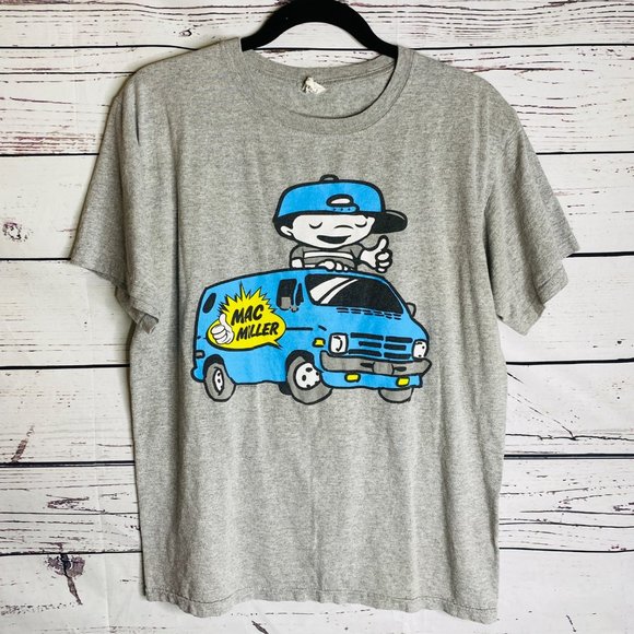 Anvil Mac Miller Men's Blue Bar Rap Hip Hop Short Sleeve Tee T Shirt Gray Size M - Picture 1 of 6